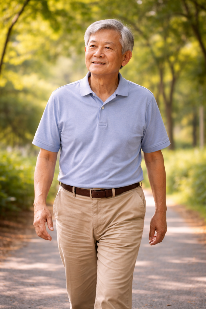 산책하는 노인 남성의 모습
